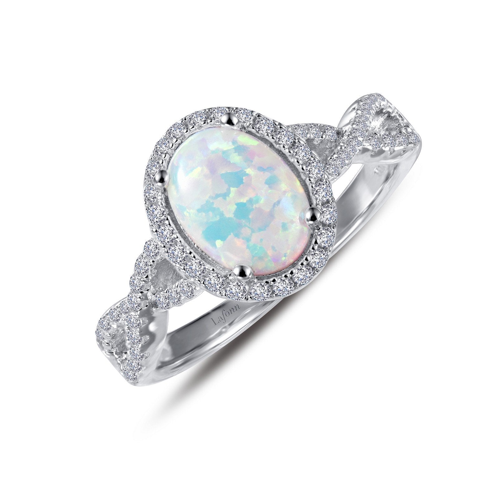 Lafonn Halo Engagement Ring Opal RINGS Size 5 Platinum 1.81 CTS Approx. 10.50mm (W)