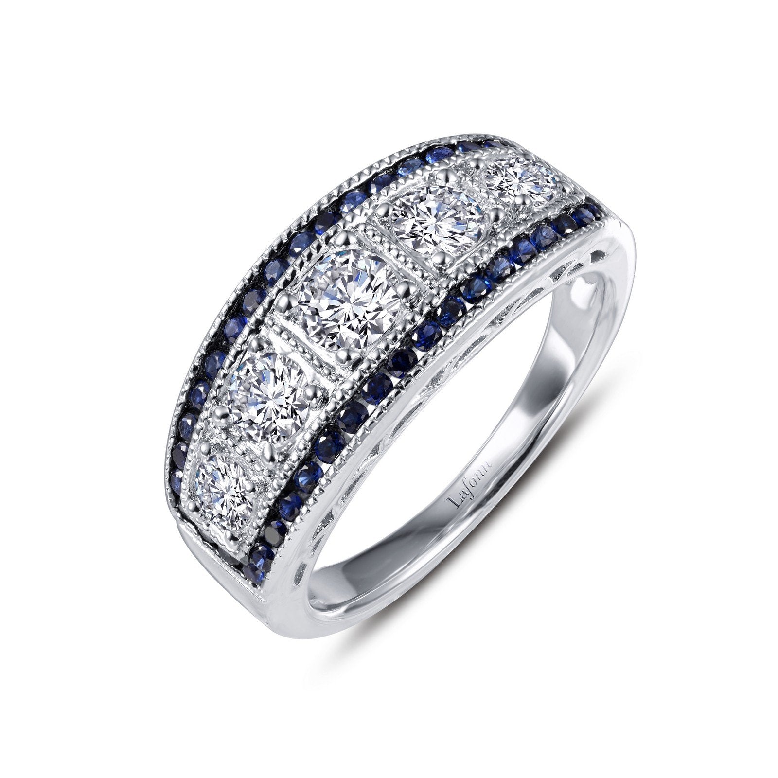 LaFonn Platinum Sapphire N/A RINGS Vintage Inspired Half Eternity Band