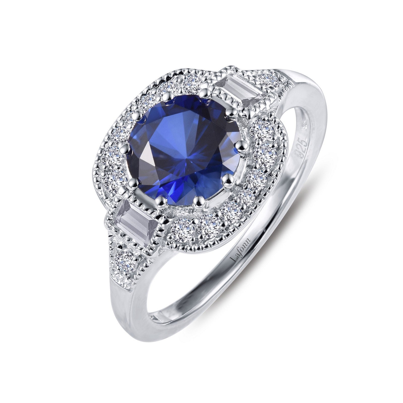 Lafonn Vintage Inspired Engagement Ring Sapphire RINGS Size 10 Platinum 1.7 CTS Width approx. 11mm