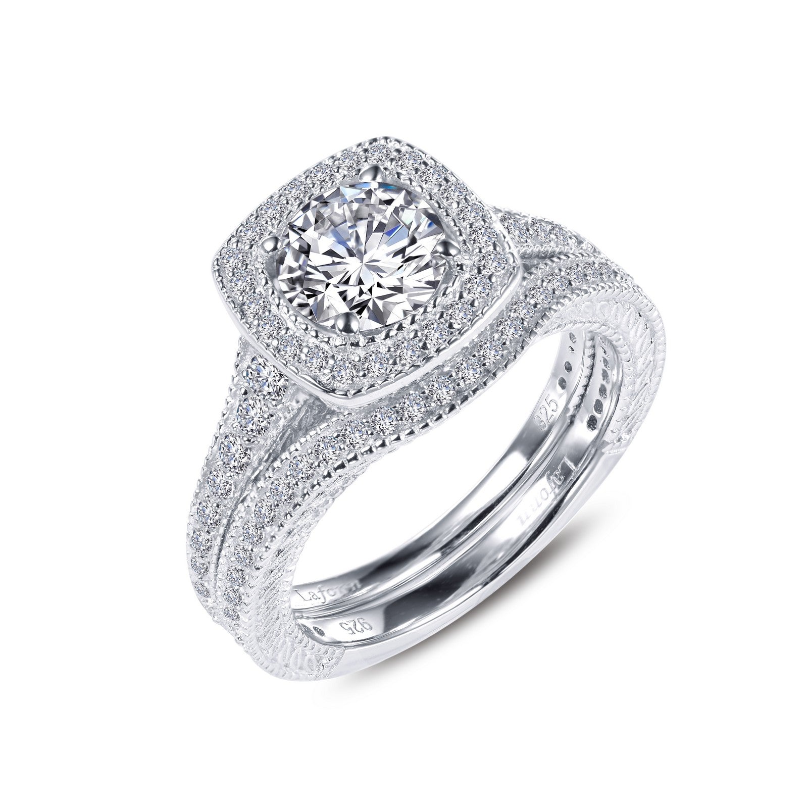 Lafonn Cushion-Cut Halo Wedding Set 93 Stone Count R0324CLP10