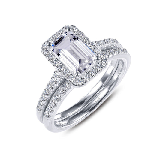 Lafonn Emerald-Cut Halo Wedding Set 63 Stone Count R0326CLP08