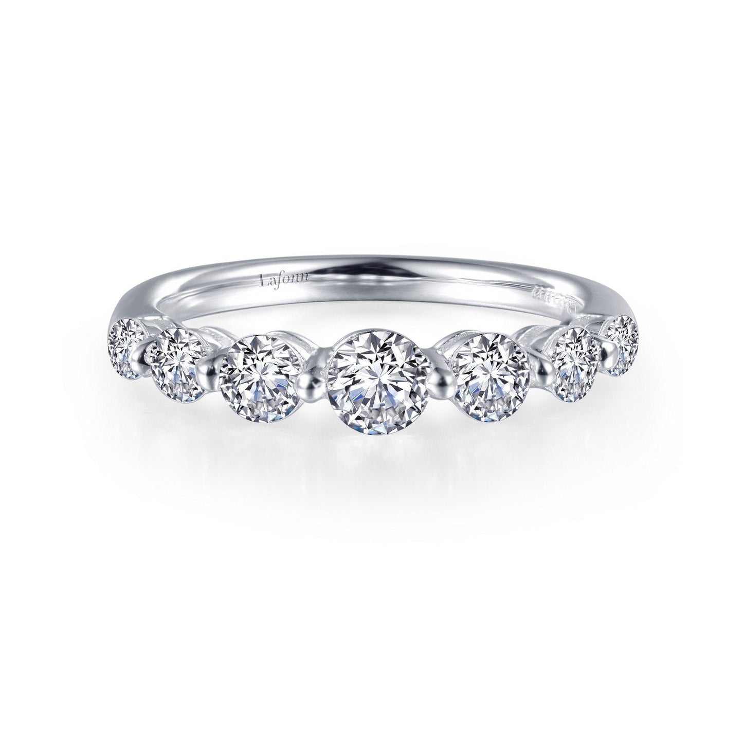 LaFonn Platinum Simulated Diamond 4.00mm Round, Approx. 0.25 CTW RINGS 7 Symbols of Joy Half Eternity Band