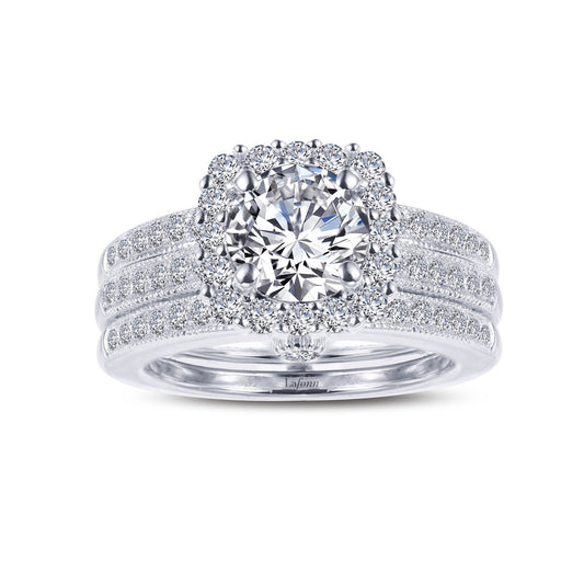 Lafonn Infinite Love Wedding Set Simulated Diamond RINGS Size 6 Platinum 2.5 CTS Approx.10mm(H)X9.8mm(W)