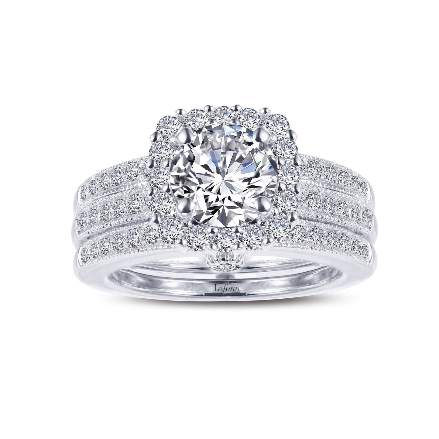 Lafonn Infinite Love Wedding Set Simulated Diamond RINGS Size 10 Platinum 2.5 CTS Approx.10mm(H)X9.8mm(W)