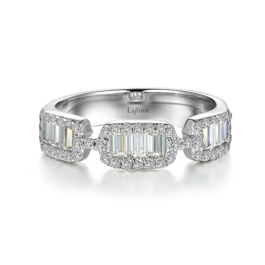 Lafonn Baguette Halo Half Eternity Band Simulated Diamond RINGS Size 9 Platinum 1.4 CTS Approx.6.00(W)