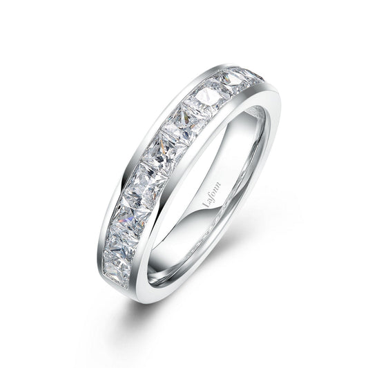 LaFonn Platinum Simulated Diamond N/A RINGS Channel-Set Half Eternity Band