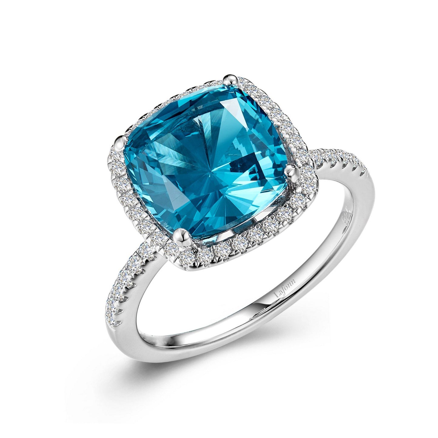 LaFonn Platinum Paraiba Tourmaline 10.00mm Cushion, Approx. 5.62 CTW RINGS Cushion-Cut Halo Engagement Ring