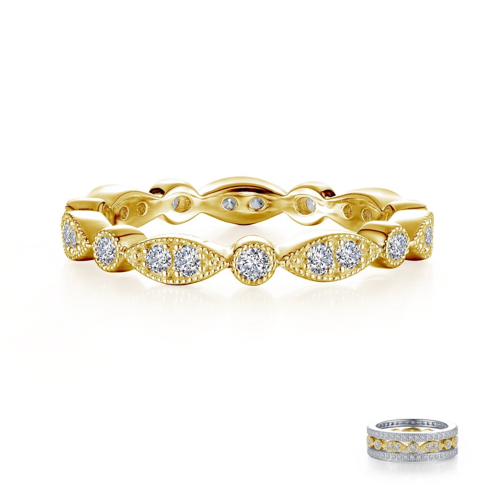 Lafonn Stackable Wave Eternity Band Simulated Diamond RINGS Size 8 Gold 0.32 CTS Approx.2.80mm(W)