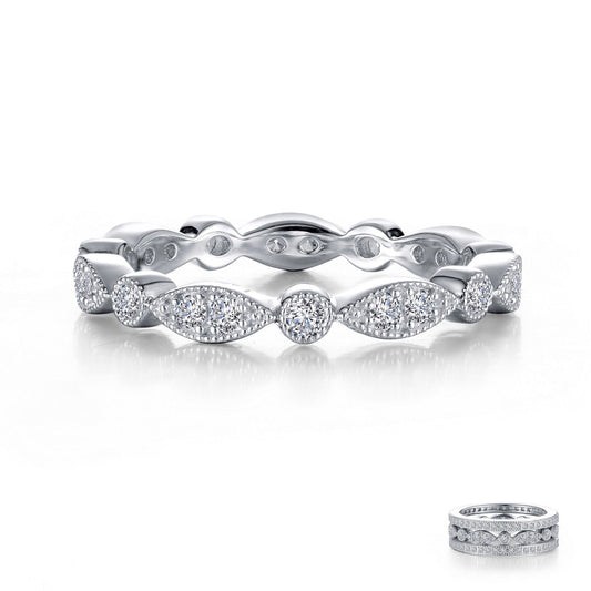 LaFonn Platinum Simulated Diamond N/A RINGS Stackable Wave Eternity Band