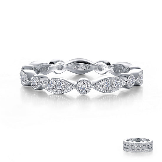 Lafonn Stackable Wave Eternity Band Simulated Diamond RINGS Size 7 Platinum 0.32 CTS Approx.2.80mm(W)