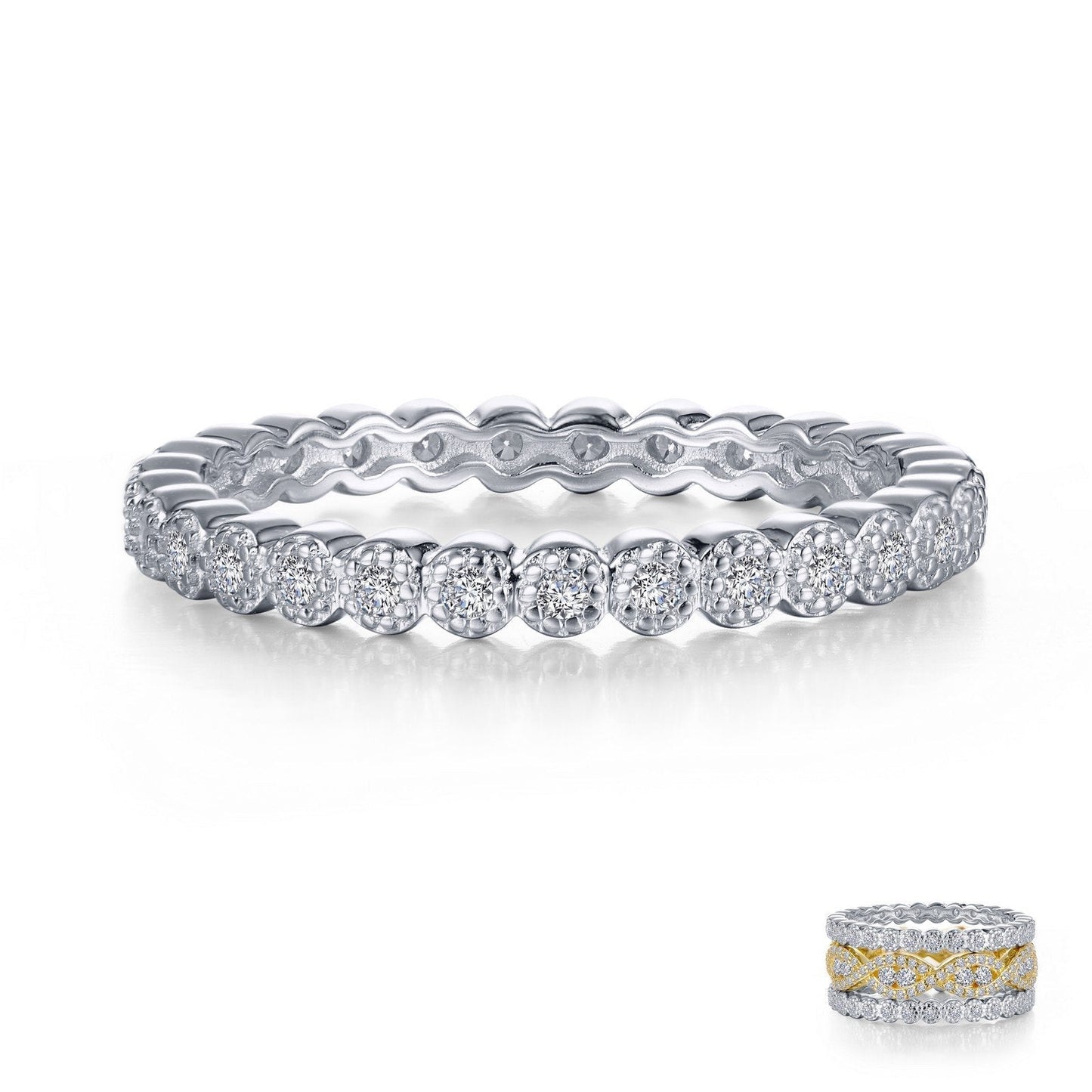 Lafonn 0.29 CTW Stackable Eternity Band Simulated Diamond RINGS Size 7 Platinum 0.29 CTS Approx.2.5mm(W)