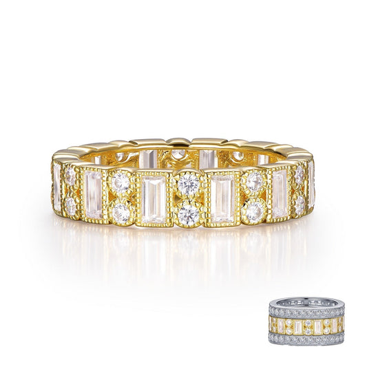 LaFonn Gold Simulated Diamond N/A RINGS Alternating Eternity Band