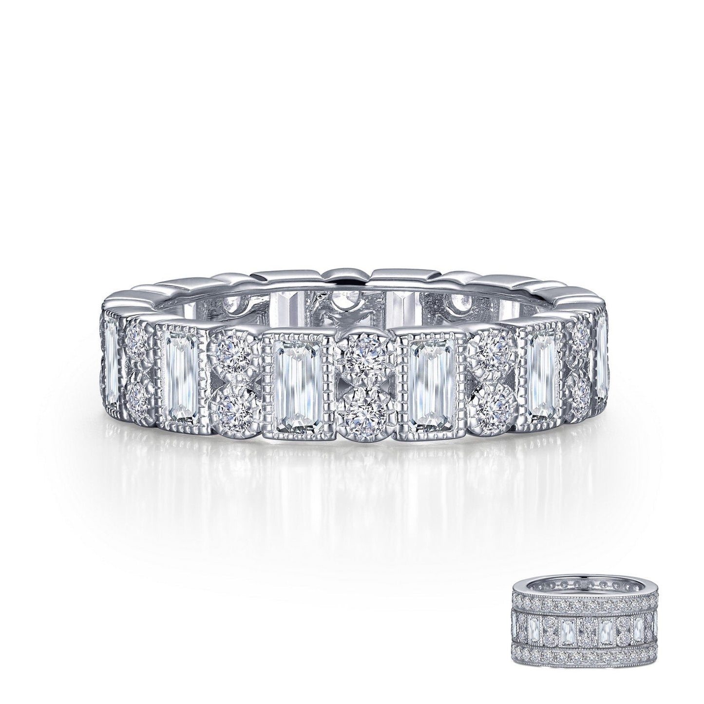 Load image into Gallery viewer, Lafonn Alternating Eternity Band Simulated Diamond RINGS Size 6 Platinum 1.68 CTS 4.9mm(W)
