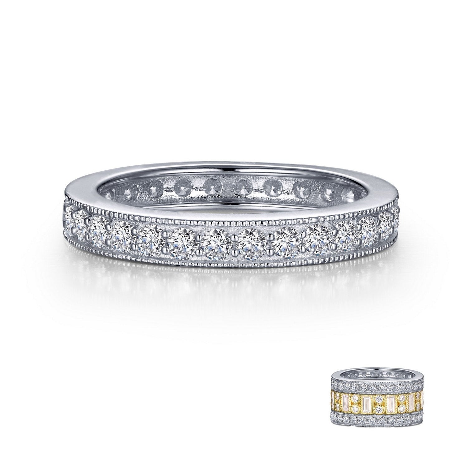 Lafonn 0.9 CTW Stackable Eternity Band Simulated Diamond RINGS Size 9 Platinum 0.9 CTS 3.4mm (W)