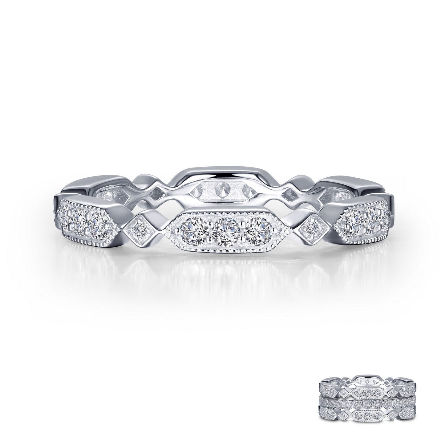 Lafonn Alternating Eternity Band Simulated Diamond RINGS Size 6 Platinum 0.42 CTS 3.0mm (W)