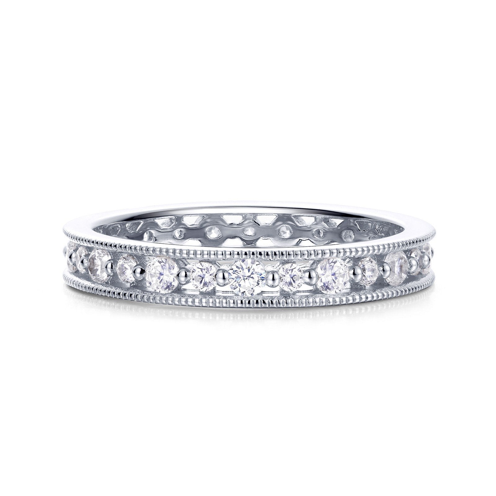 Lafonn 0.85 CTW Eternity Band Simulated Diamond RINGS Size 5 Platinum 0.85 CTS Approx. 3.2mm (W)