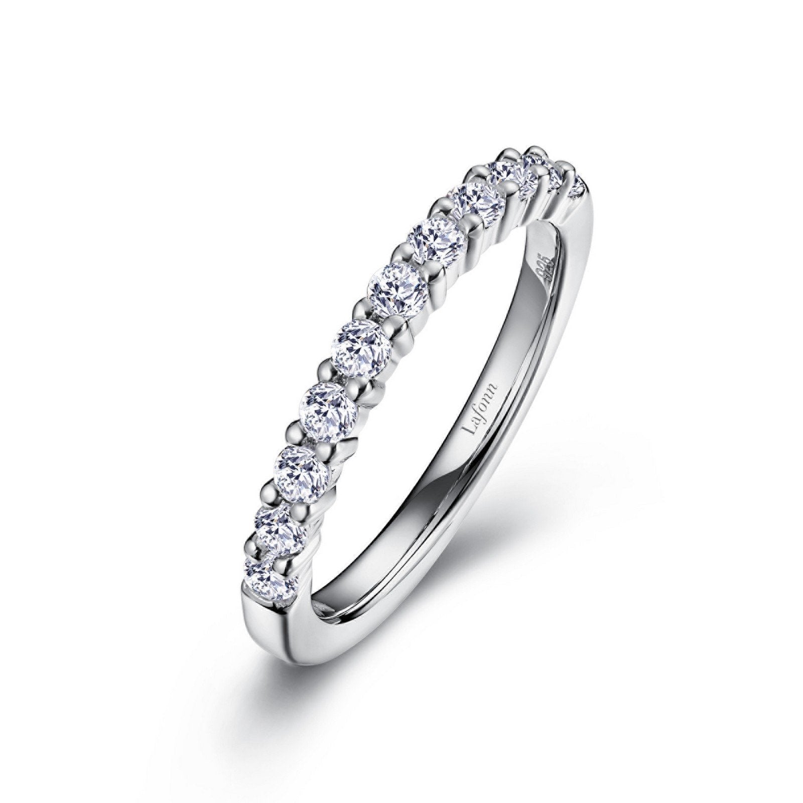 Lafonn 0.50 CTW Half-Eternity Band Simulated Diamond RINGS Size 6 Platinum 0.5 CTS Approx. 2.3mm (W)