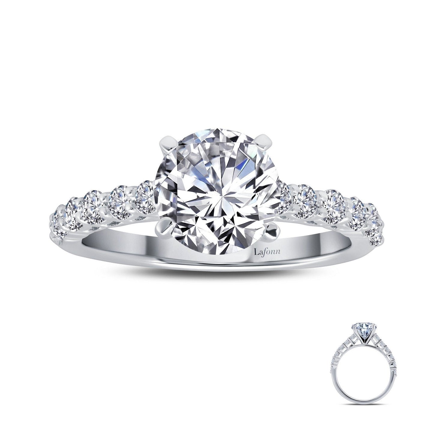 Lafonn 2.52 CTW Solitaire Engagement Ring Simulated Diamond RINGS Size 6 Platinum 2.52 CTS Approx. 8.0mm (W)