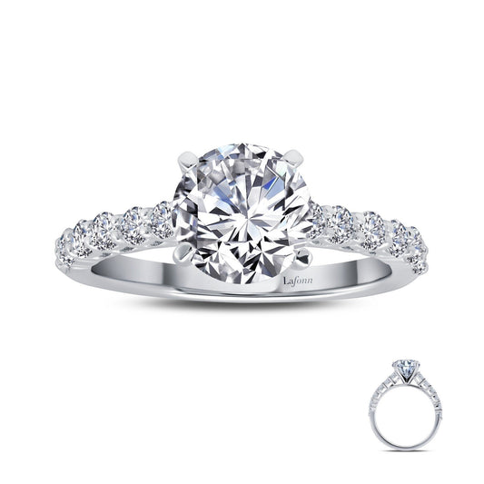 Lafonn 2.52 CTW Solitaire Engagement Ring Simulated Diamond RINGS Size 6 Platinum 2.52 CTS Approx. 8.0mm (W)