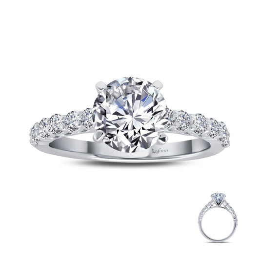 Lafonn 2.52 CTW Solitaire Engagement Ring Simulated Diamond RINGS Size 10 Platinum 2.52 CTS Approx. 8.0mm (W)