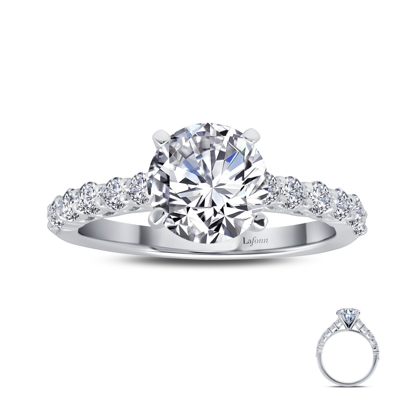 Lafonn 2.52 CTW Solitaire Engagement Ring Simulated Diamond RINGS Size 9 Platinum 2.52 CTS Approx. 8.0mm (W)