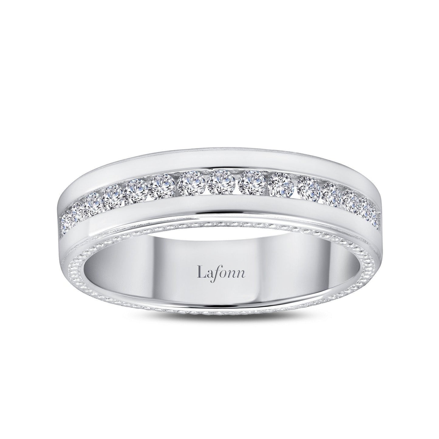 Lafonn 0.45 CTW Men's Eternity Band Simulated Diamond RINGS Size 8 Platinum 0.45 CTS Approx. 5.8mm (W)