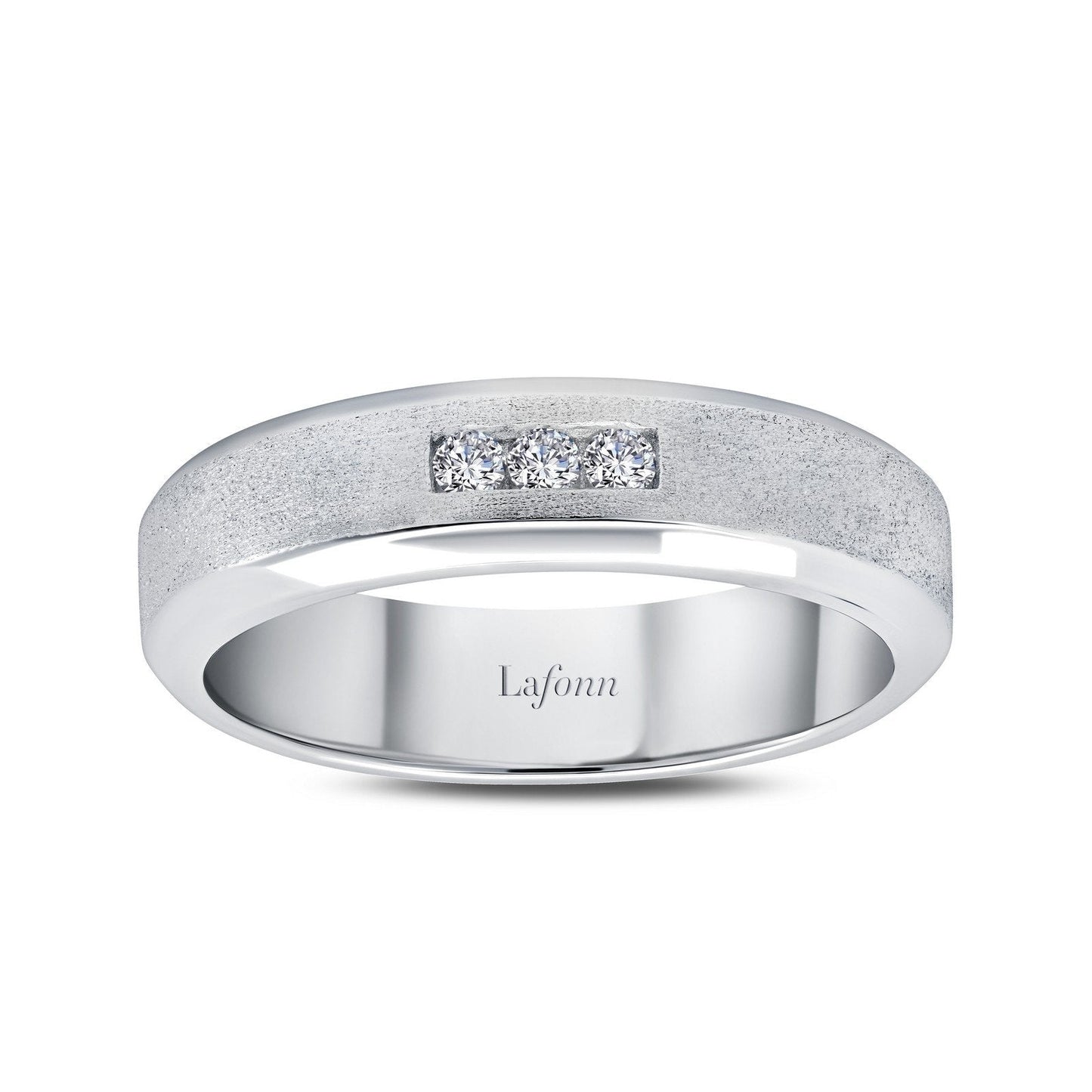 Lafonn 0.09 CTW Men's Wedding Band Simulated Diamond RINGS Size 10 Platinum 0.09 CTS Approx. 5.4mm (W)