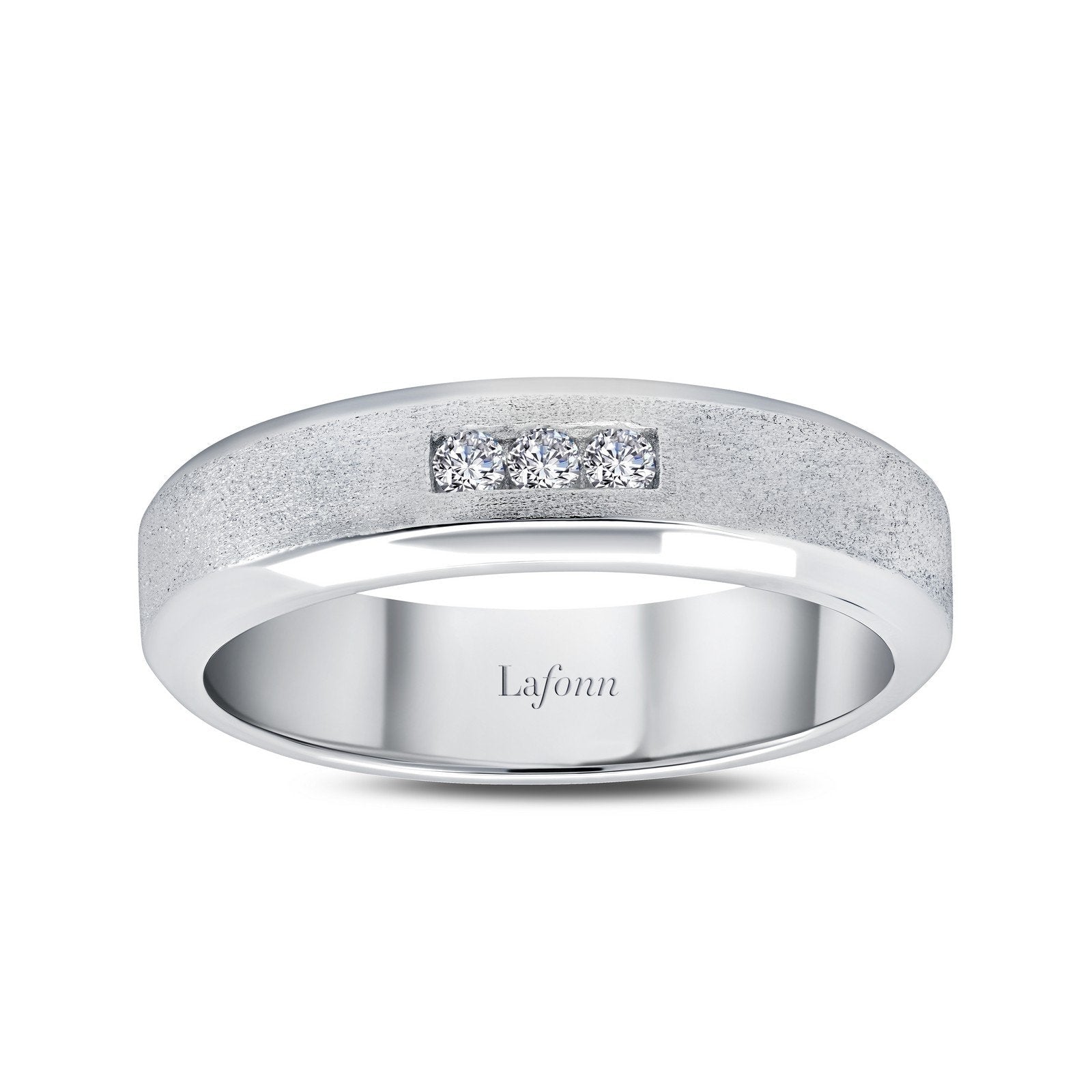 Lafonn 0.09 CTW Men's Wedding Band Simulated Diamond RINGS Size 7 Platinum 0.09 CTS Approx. 5.4mm (W)