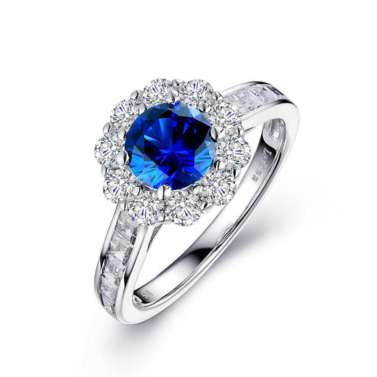 LaFonn Platinum Sapphire 6.50mm Round, Approx. 1.03 CTW RINGS Halo Engagement Ring