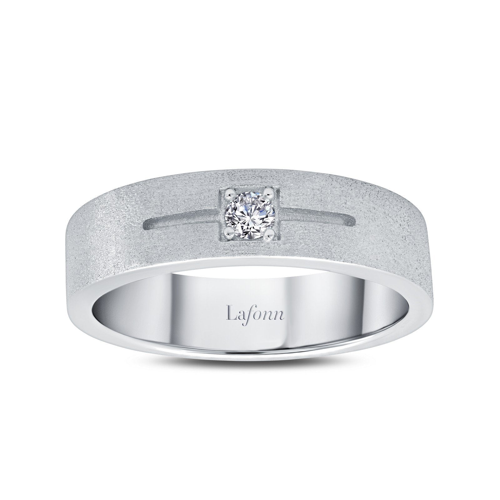 Lafonn 0.11 CTW Men's Wedding Band Simulated Diamond RINGS Size 7 Platinum 0.11 CTS Approx. 5.75mm (W)