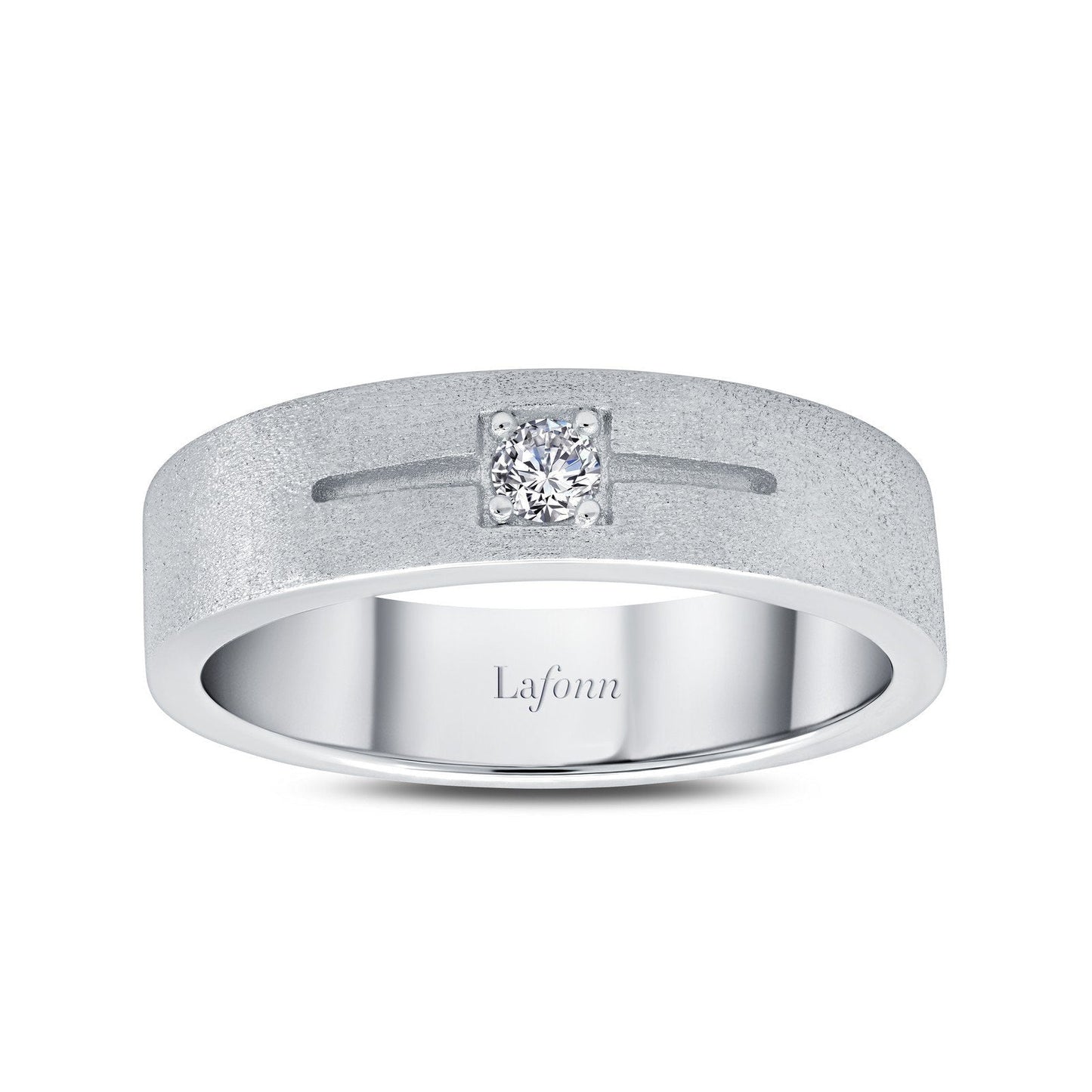 LaFonn Platinum Simulated Diamond 3.00mm Round, Approx. 0.11 CTW RINGS 0.11 CTW Men's Wedding Band