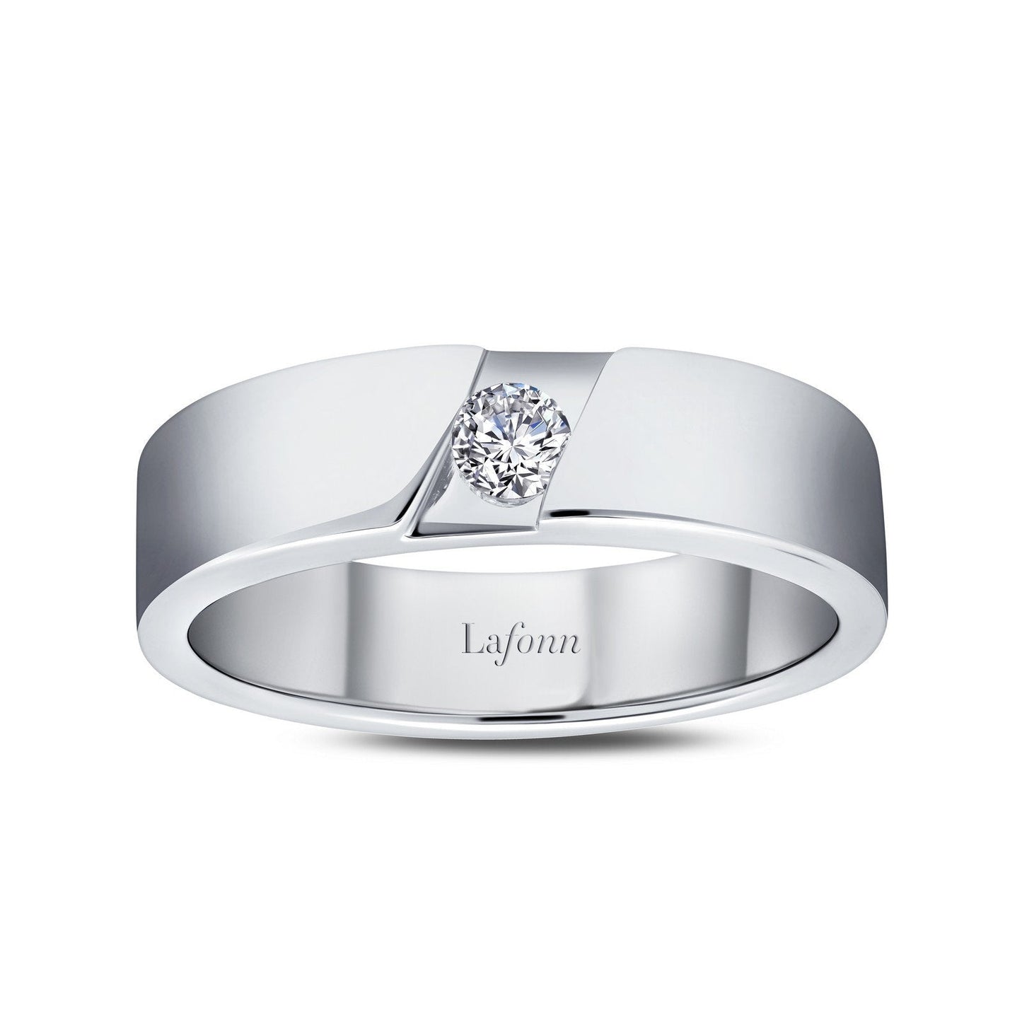 Lafonn 0.17 CTW Men's Wedding Band Simulated Diamond RINGS Size 10 Platinum 0.17 CTS Approx. 5.7mm (W)