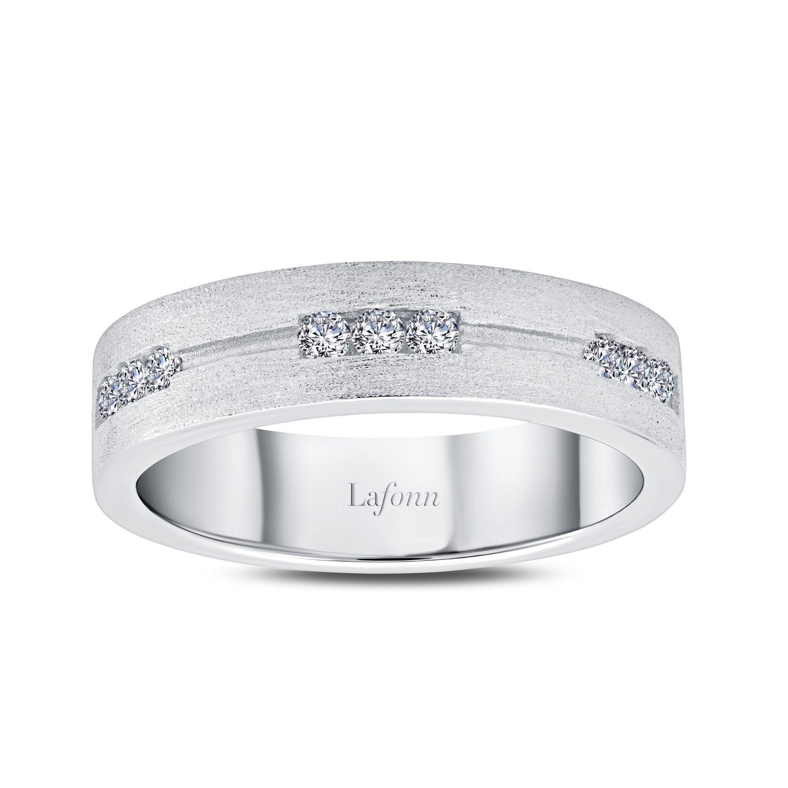 Lafonn 0.27 CTW Men's Wedding Band Simulated Diamond RINGS Size 10 Platinum 0.27 CTS Approx. 5.6mm (W)