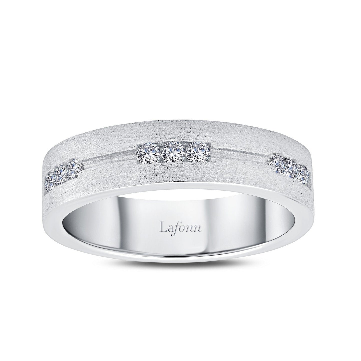 Lafonn 0.27 CTW Men's Wedding Band Simulated Diamond RINGS Size 9 Platinum 0.27 CTS Approx. 5.6mm (W)