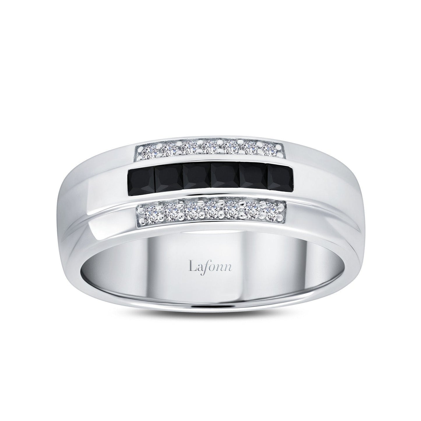 Lafonn 0.74 CTW Men's Wedding Band Simulated Diamond RINGS Size 8 Platinum 0.74 CTS Approx. 6.65mm (W)