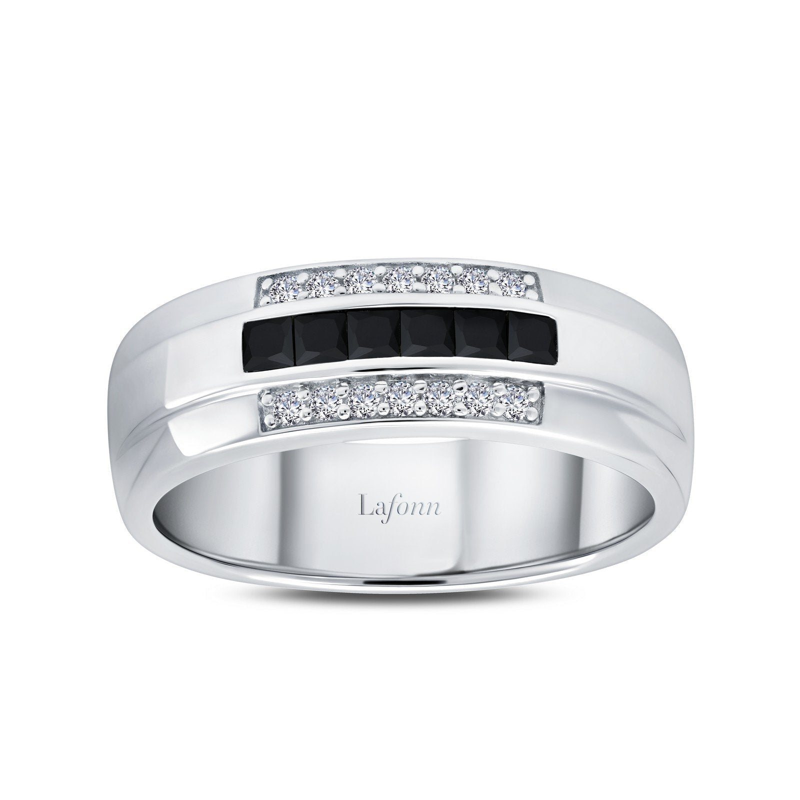 Lafonn 0.74 CTW Men's Wedding Band Simulated Diamond RINGS Size 11 Platinum 0.74 CTS Approx. 6.65mm (W)