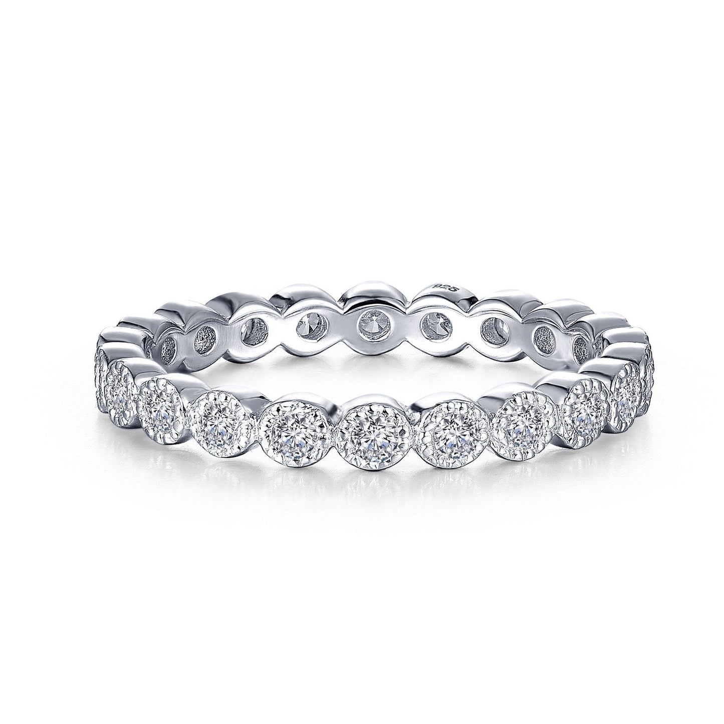 Lafonn 0.44 CTW Eternity Band Simulated Diamond RINGS Size 10 Platinum 0.44 CTS Approx. 2.5mm (W)