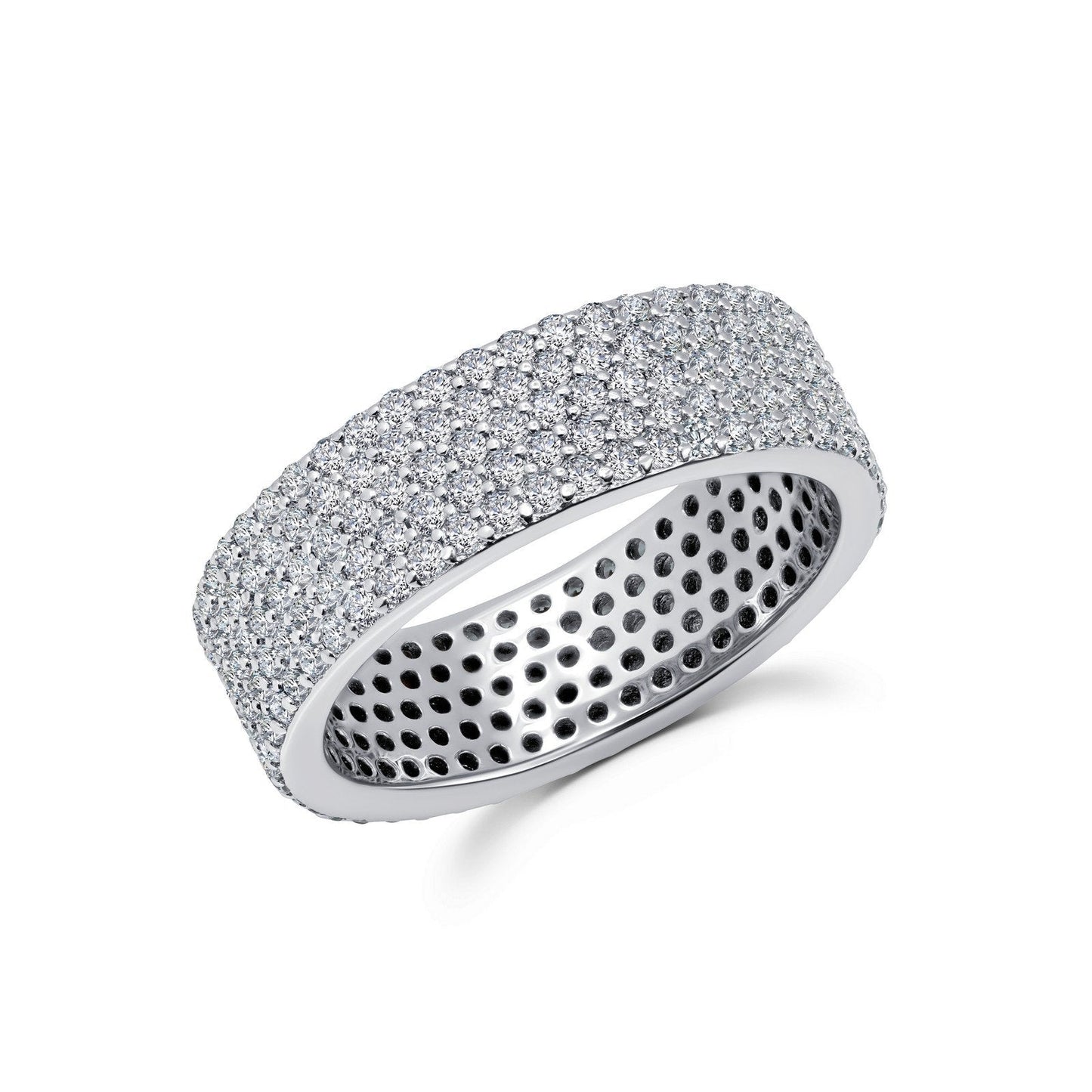 Lafonn Anniversary Eternity Band Simulated Diamond RINGS Size 6 Platinum 2.4 CTS Approx. 6.1mm (W)