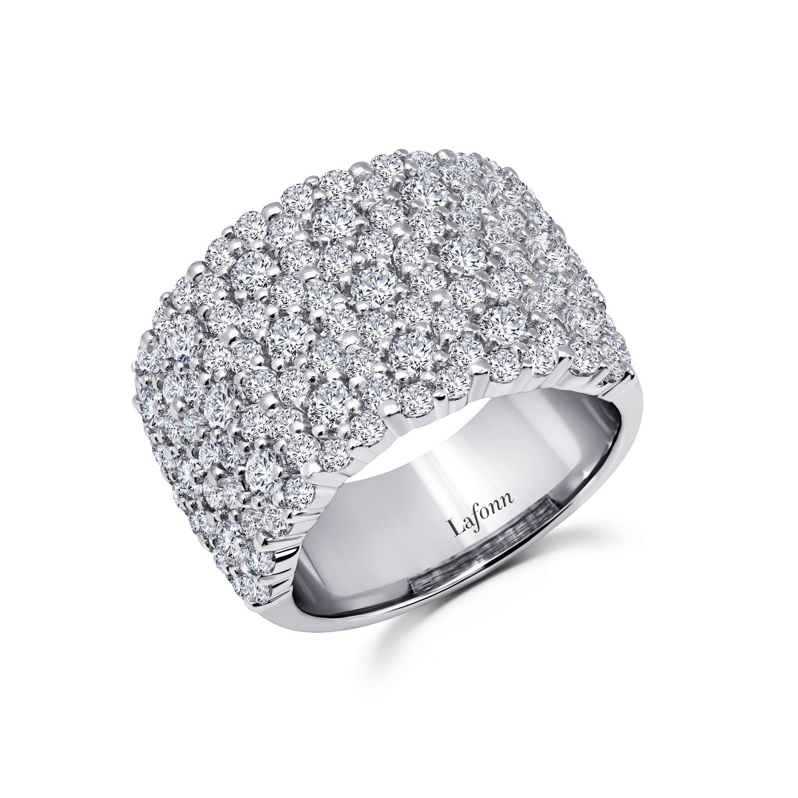 Lafonn 2.52 CTW Anniversary Band Simulated Diamond RINGS Size 5 Platinum 2.52 CTS Approx. 14.6mm (W)