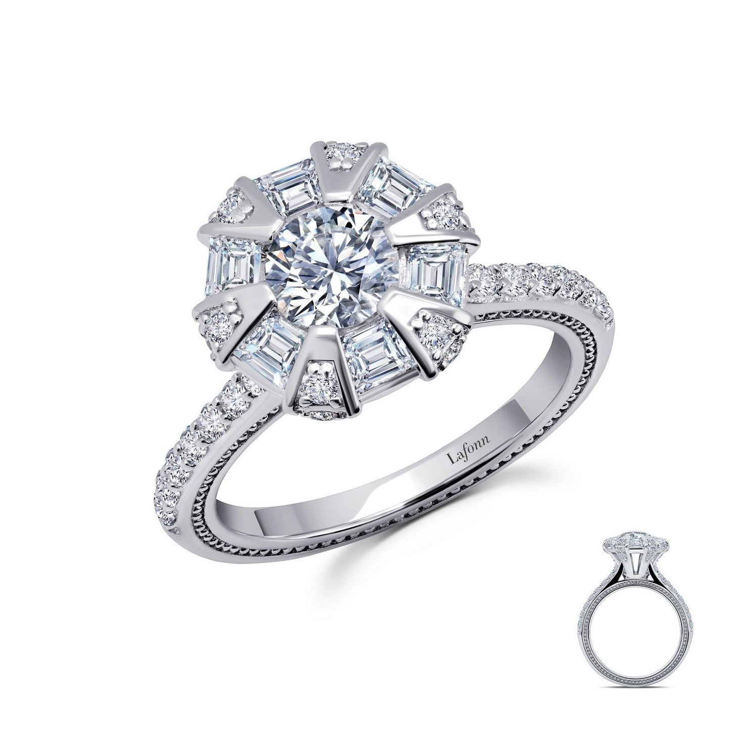LaFonn Platinum Simulated Diamond 6.00mm Round, Approx. 0.84 CTW RINGS Alternating Engagement Ring
