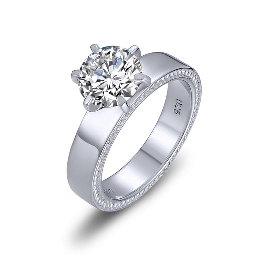 Lafonn 2.04 CTW Solitaire Ring Simulated Diamond RINGS Size 5 Platinum 2.04 CTS Approx. 8mm (W)