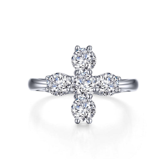 LaFonn Platinum Simulated Diamond 4.50mmX5 Round, Approx. 1.8 CTW RINGS Maltese Cross Ring