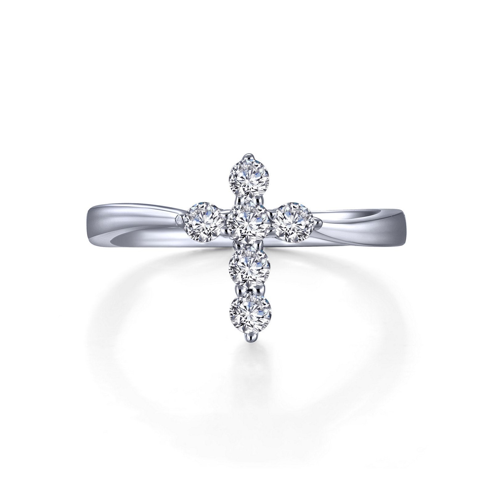 Lafonn 0.66 CTW Cross Ring Simulated Diamond RINGS Size 10 Platinum 0.66 CTS Approx. 14mm (H) x 11mm (W)