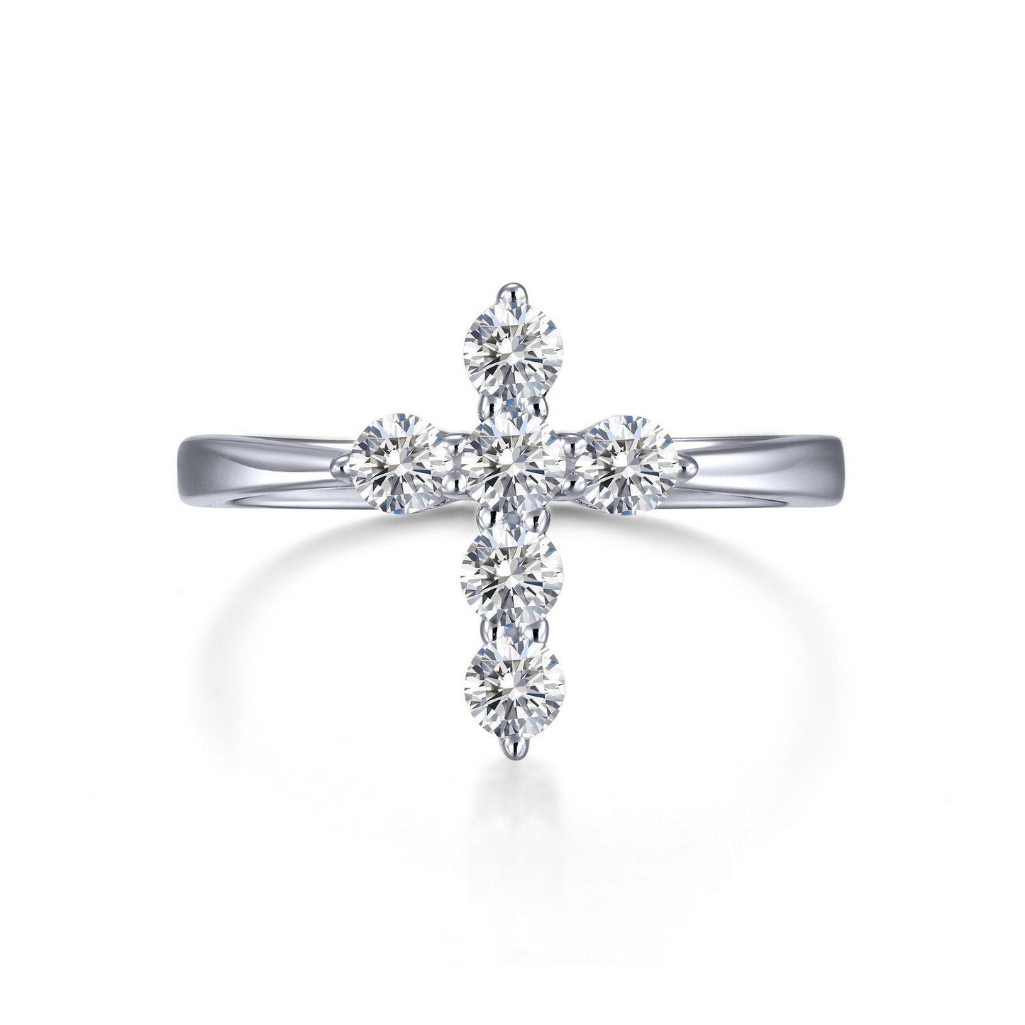 Lafonn 0.30 CTW Cross Ring Simulated Diamond RINGS Size 6 Platinum 0.3 CTS Approx. 11.7mm (H) x 9.1mm (W)