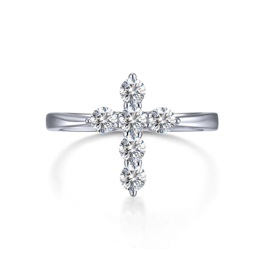 Lafonn 0.30 CTW Cross Ring Simulated Diamond RINGS Size 6 Platinum 0.3 CTS Approx. 11.7mm (H) x 9.1mm (W)