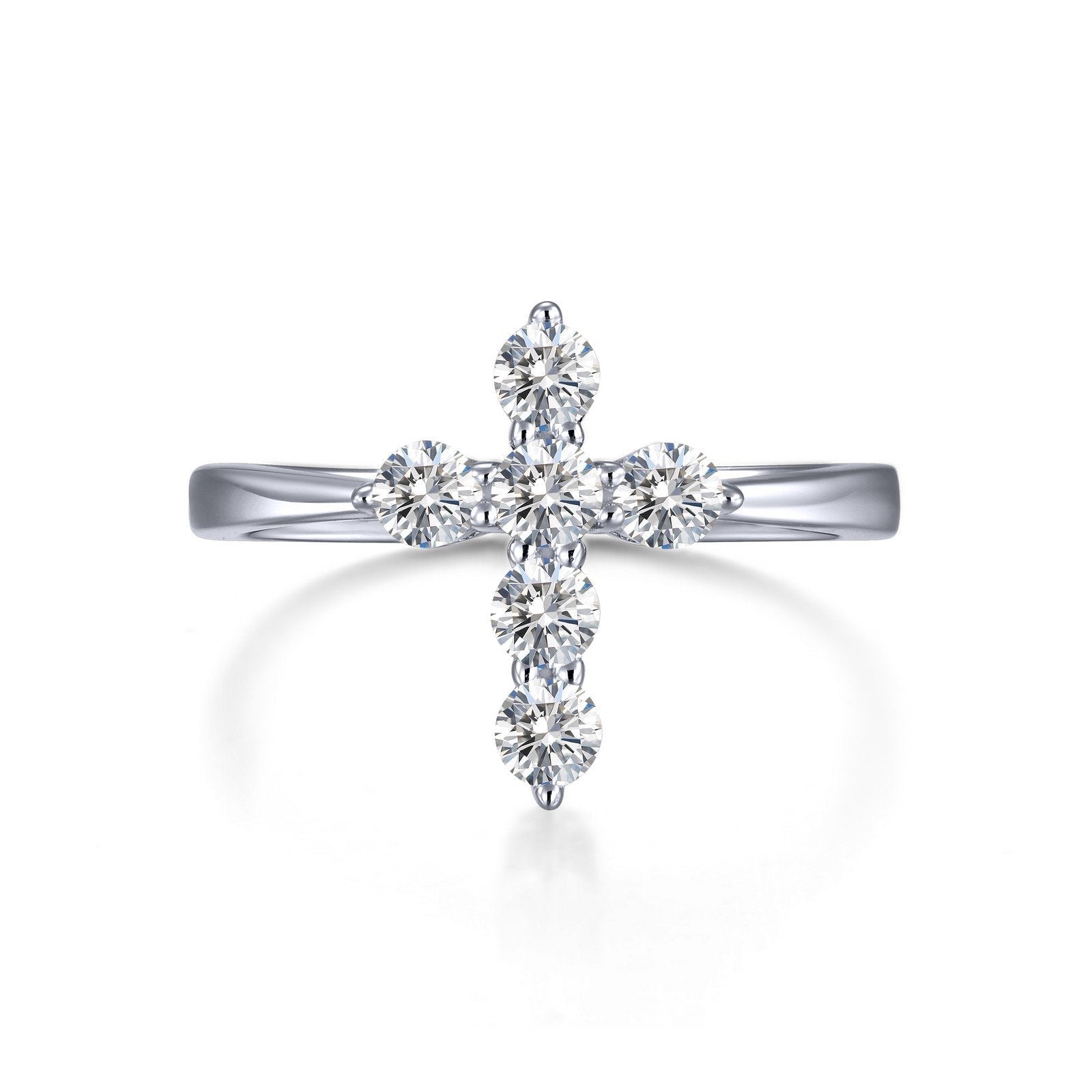 Lafonn 0.30 CTW Cross Ring Simulated Diamond RINGS Size 5 Platinum 0.3 CTS Approx. 11.7mm (H) x 9.1mm (W)