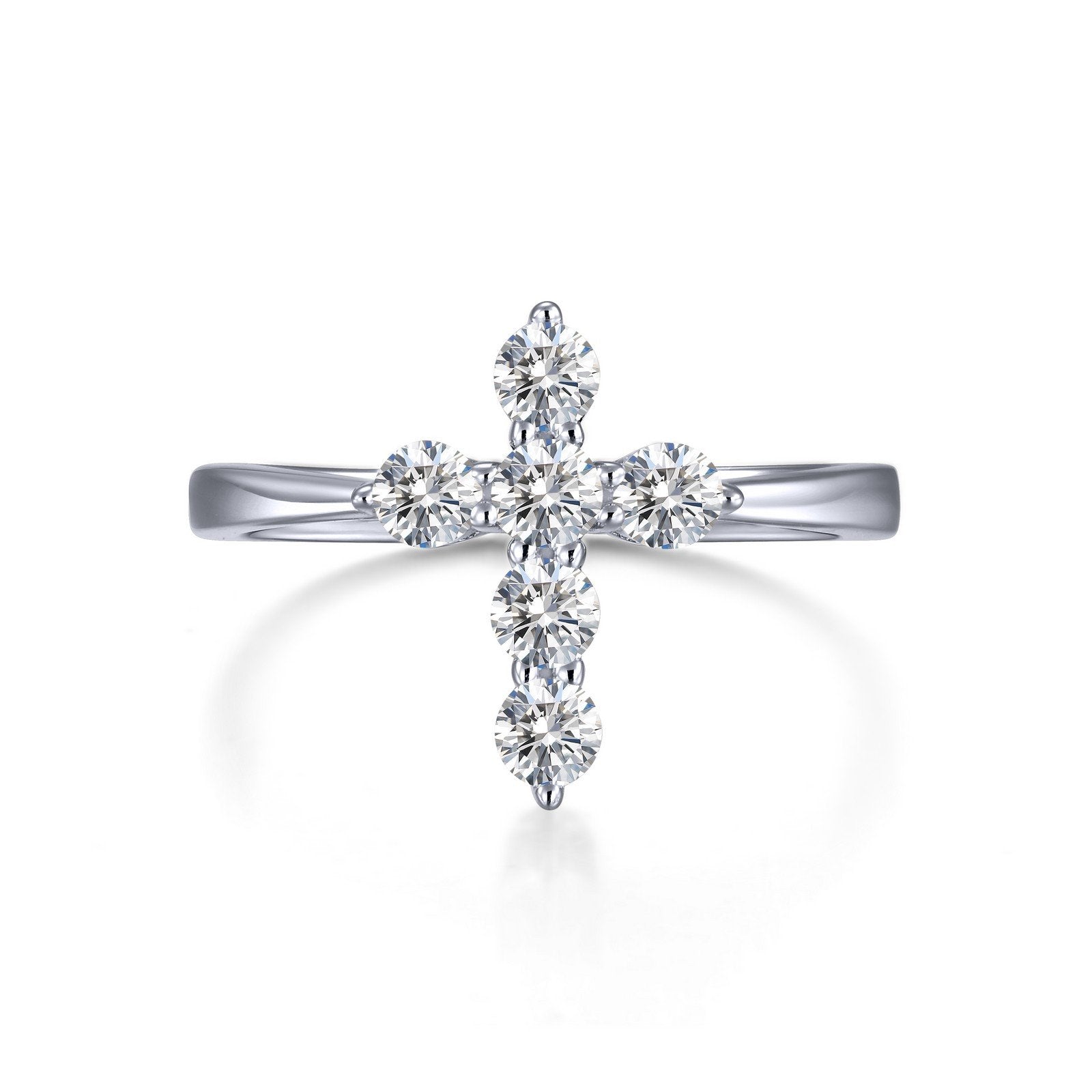 Lafonn 0.30 CTW Cross Ring Simulated Diamond RINGS Size 10 Platinum 0.3 CTS Approx. 11.7mm (H) x 9.1mm (W)