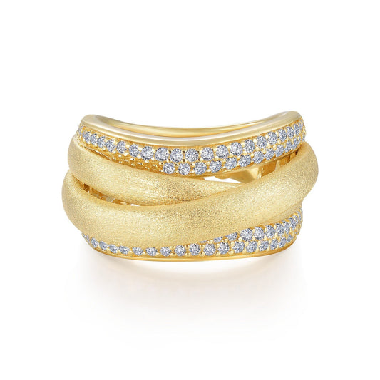 LaFonn Gold Simulated Diamond N/A RINGS Wide Crisscross Ring