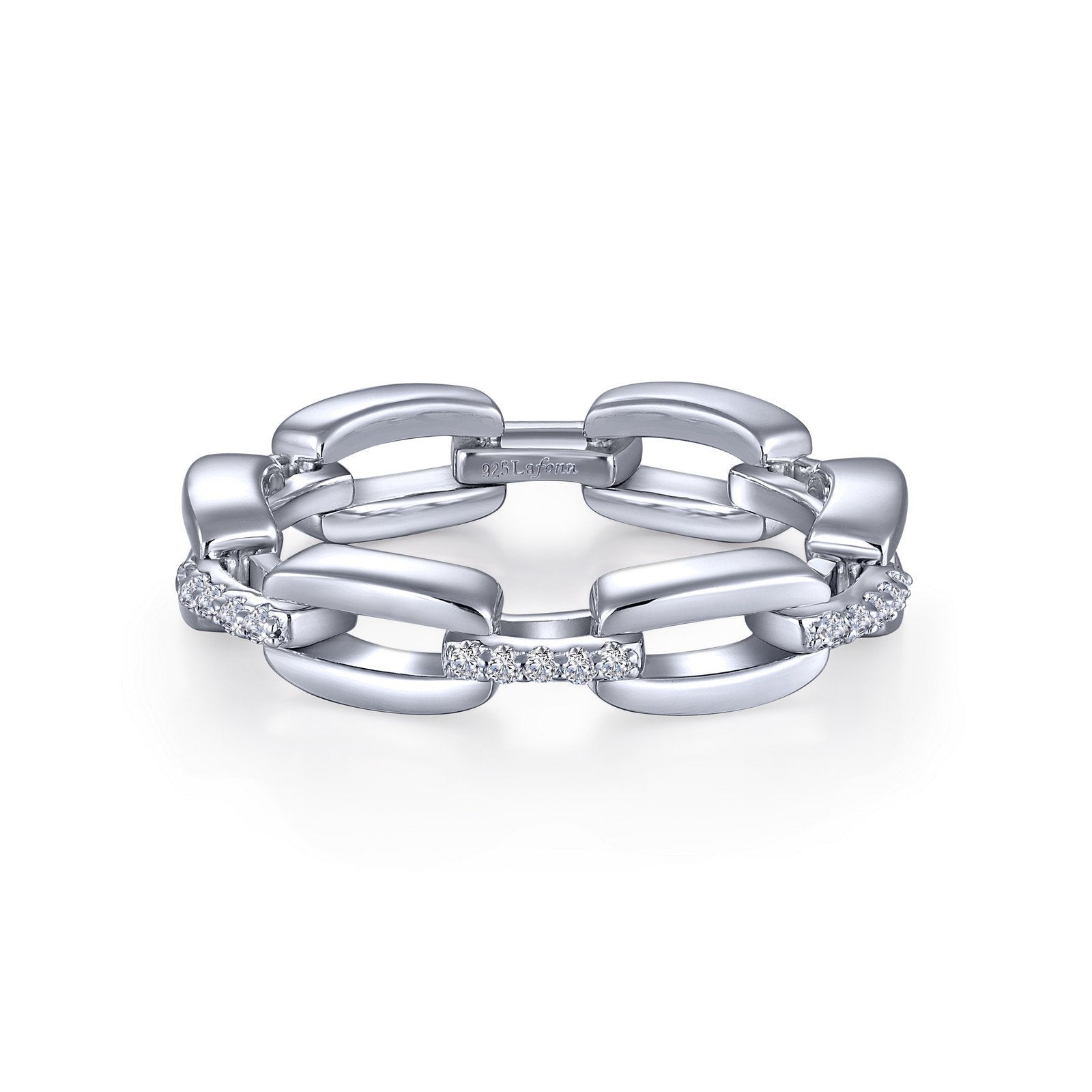 LaFonn Platinum Simulated Diamond N/A RINGS Chain Link Eternity Band