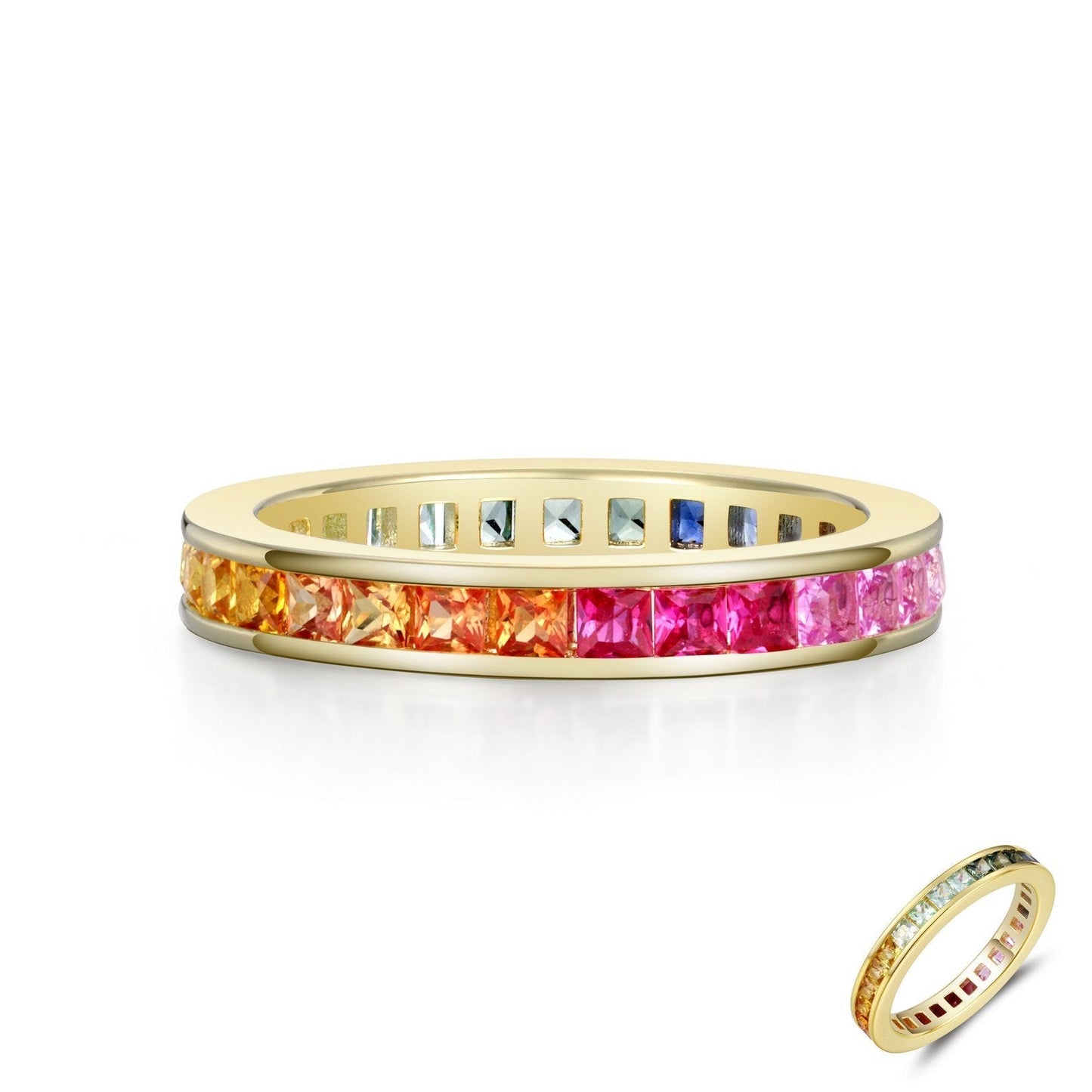 Lafonn Rainbow Eternity Band Multi color RINGS Size 7 Gold 3 CTS Approx. 3.3mm (W)